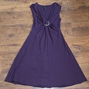 BCBGMAXARIA Chic Purple Midi Dress with Ring Detail